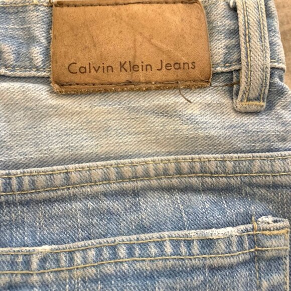 Calvin Klein Cut Offs Blue Jean Shorts High Rise Light Wash Denim Size 14 - Picture 5 of 11